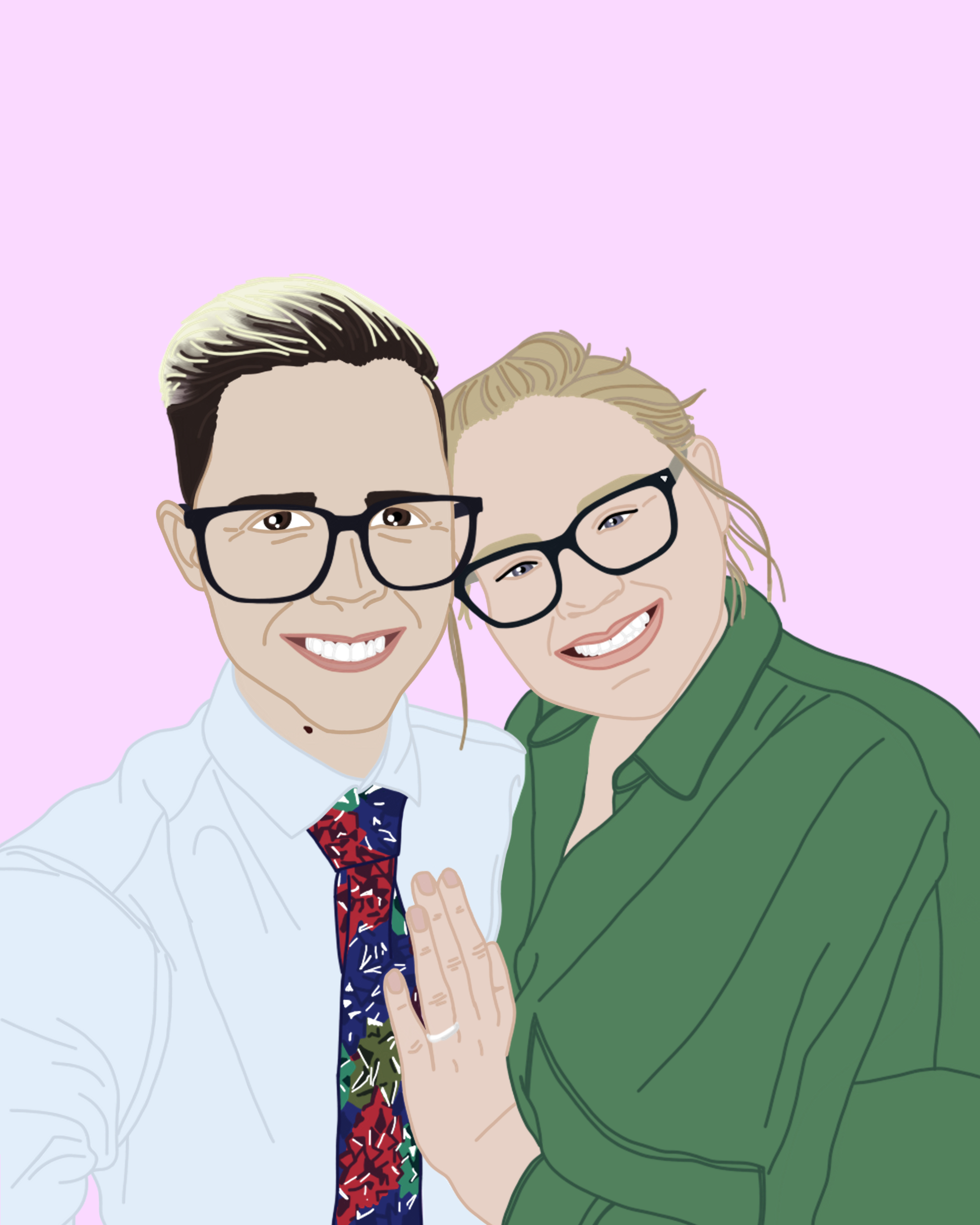Couple Glasses Digital Portrait Couple Glasses Digital Portrait