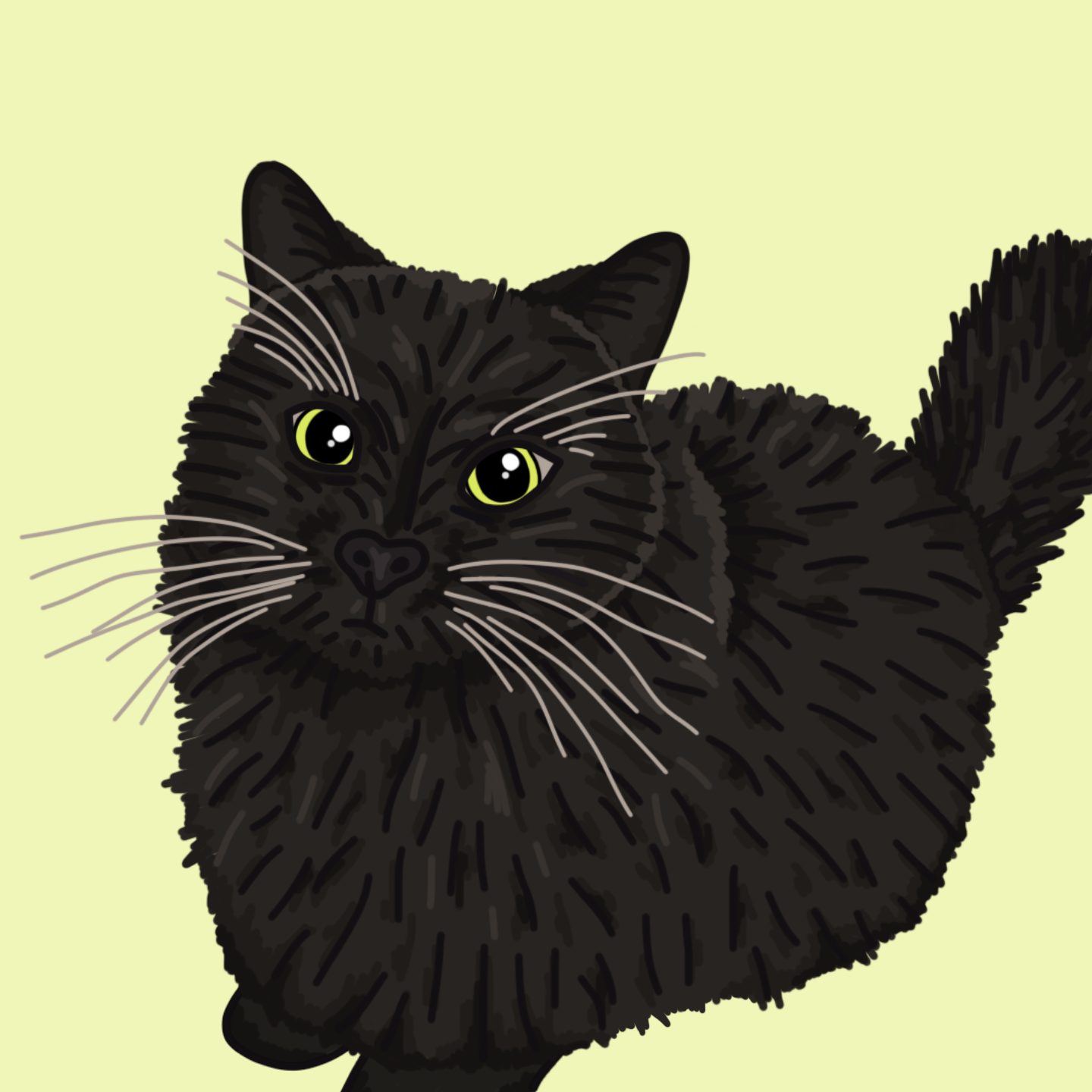 Petey Black Cat Digital Portrait