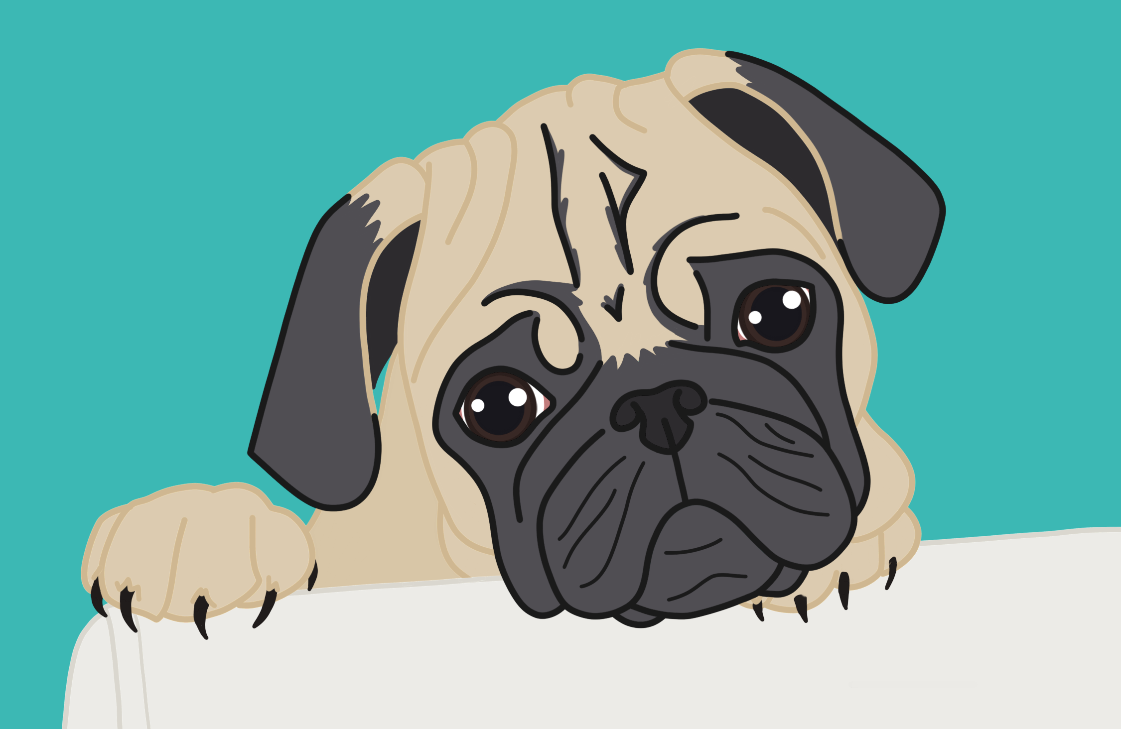 Sydney Puppy Pug Digital Portrait