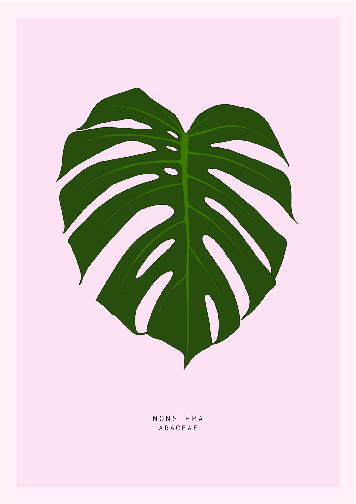 Monstera Leaf Art Print - Pink Monstera Leaf Art Print - Pink