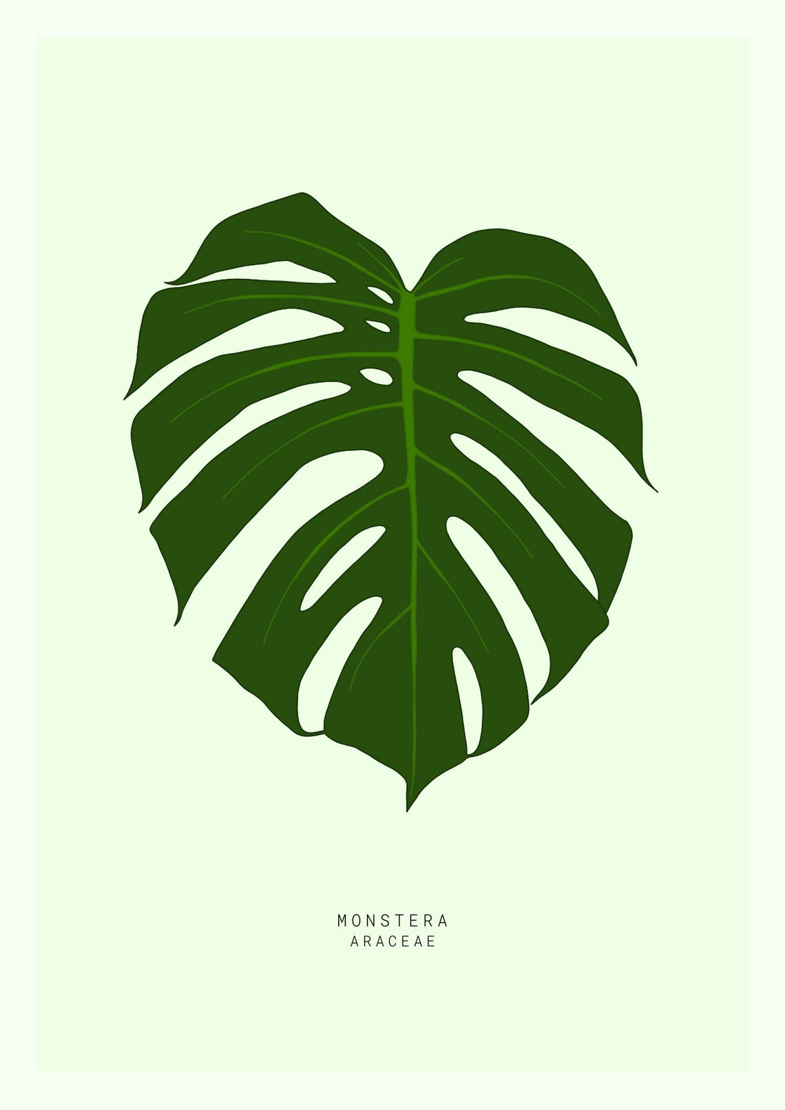 Monstera Leaf Art Print - Green Monstera Leaf Art Print - Green