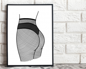 Woman in Fish Net Tights Art Print