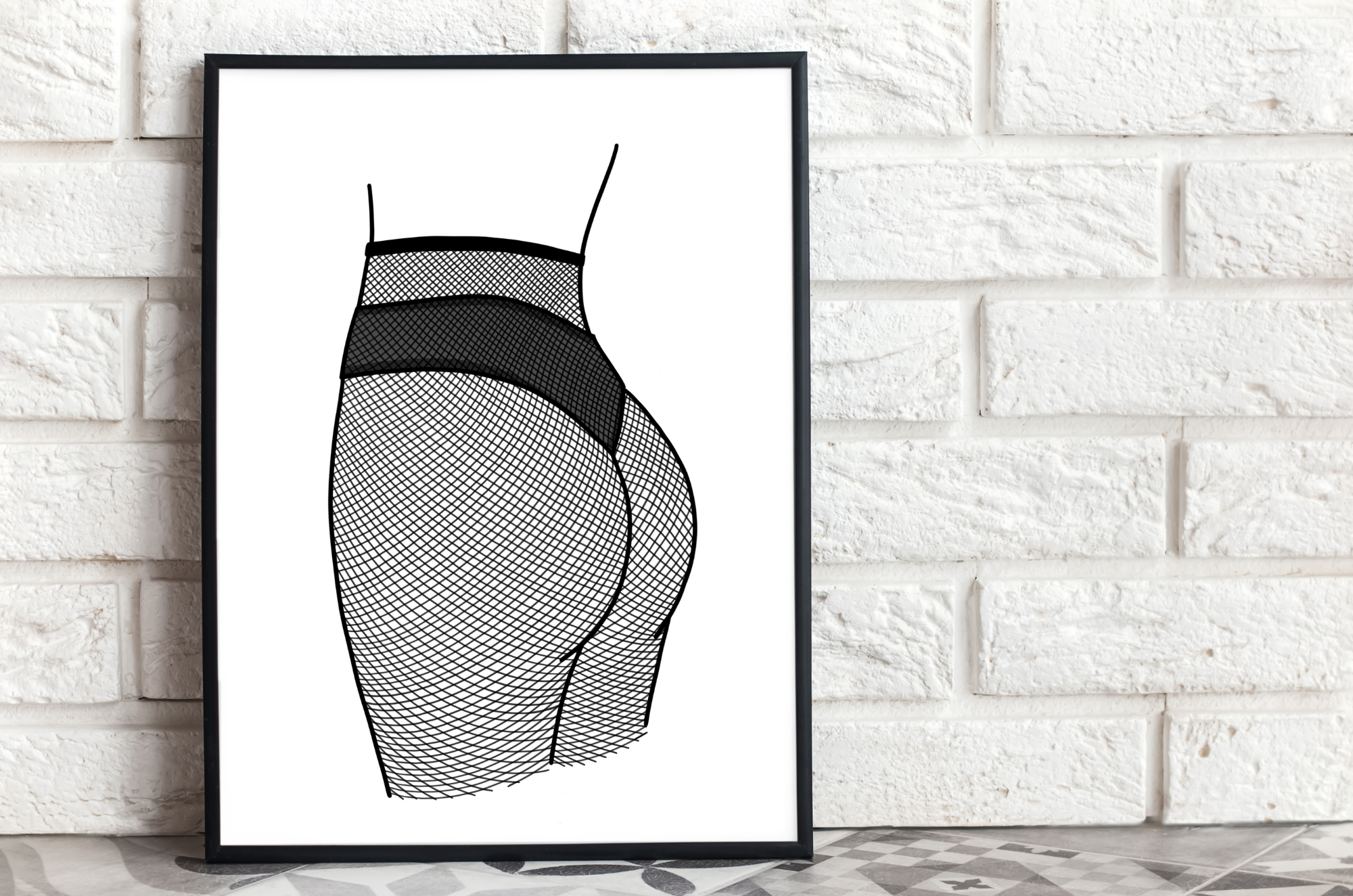 Woman in Fish Net Tights Art Print Woman in Fish Net Tights Art Print