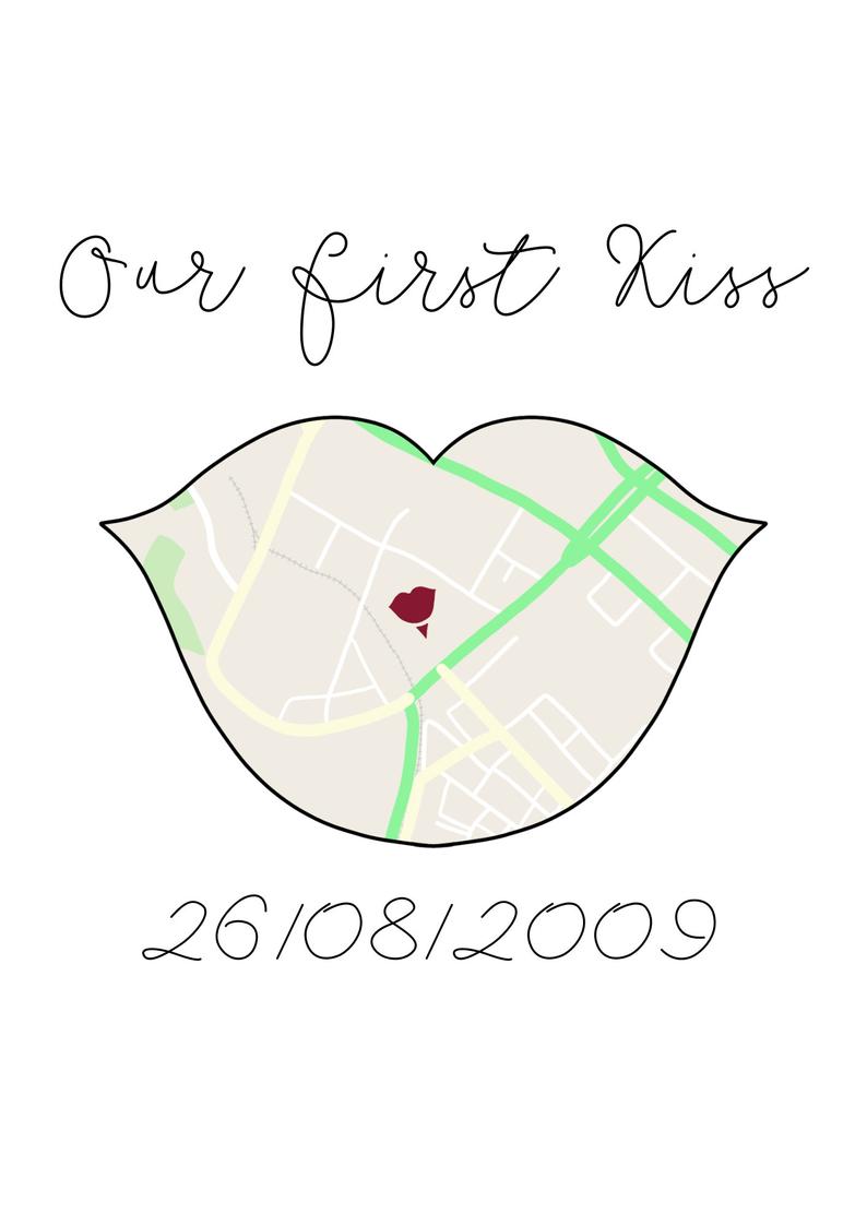 Our First Kiss Location Wall Art Our First Kiss Location Wall Art