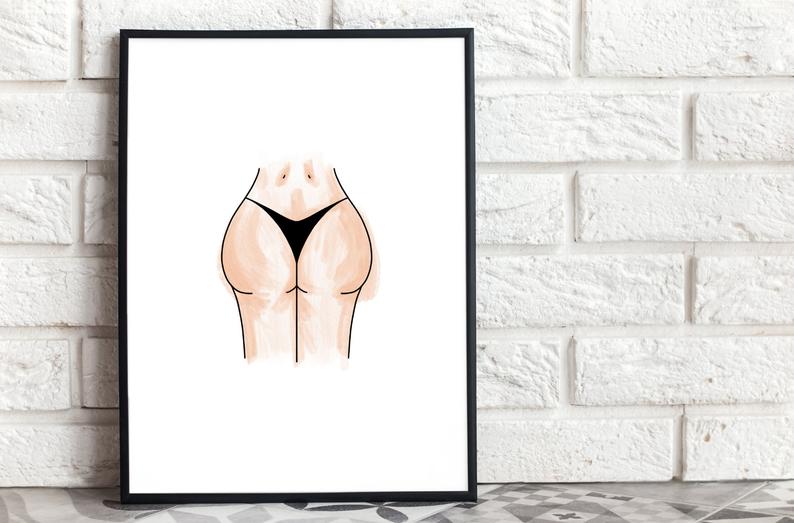 Watercolour Booty Art Print Watercolour Booty Art Print
