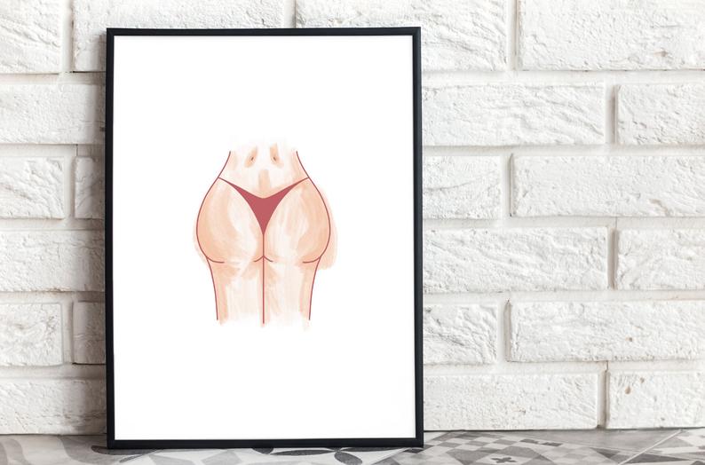 Watercolour Booty Art Print Watercolour Booty Art Print