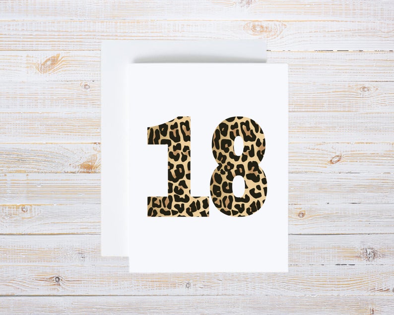 Leopard Print Age Birthday Card Leopard Print Age Birthday Card